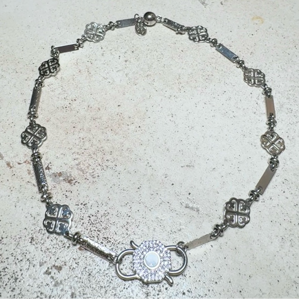 Melania Clara Silver Tone Opal Station Necklace